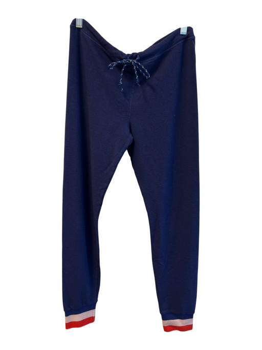 Sundry Size 3 Navy Viscose Blend Drawstring Waist High Rise stripe hem Pants Navy / 3