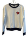 Evereve Size XS White & Navy Cotton Blend Crew Neck Long Sleeve Logo Patch Top White & Navy / XS