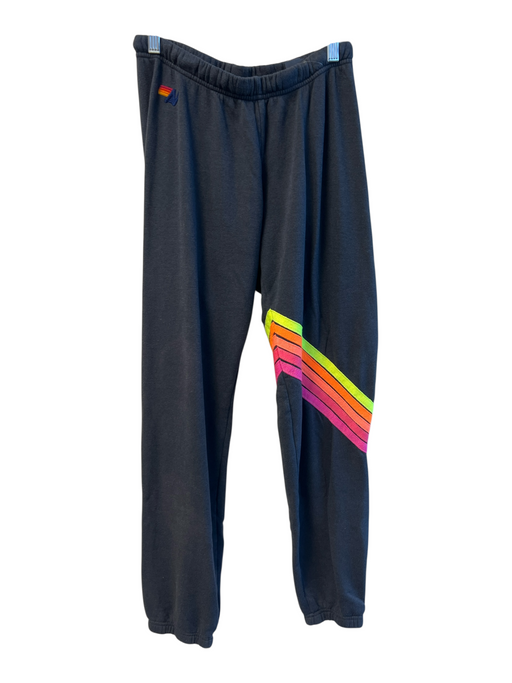 Aviator Nation Size M Gray Cotton Blend Elastic Drawstring Waist Stripe Pants Gray / M