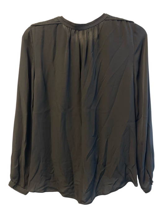 Rebecca Taylor Size 8 Black Silk Faux Wrap Long Sleeve V Neck Top Black / 8