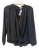 Rebecca Taylor Size 8 Black Silk Faux Wrap Long Sleeve V Neck Top Black / 8
