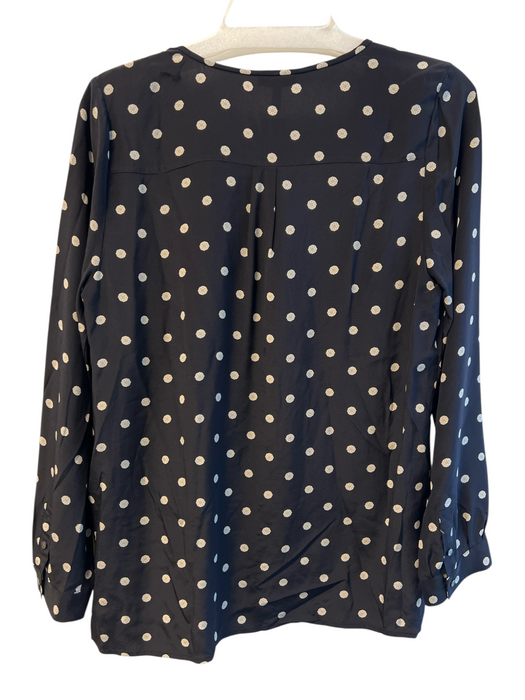 Joie Size M Black & White Silk V Neck Long Sleeve Polka dot Top Black & White / M
