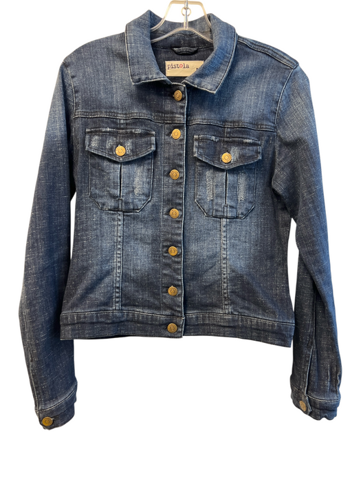 Pistola Size M Dark Wash Cotton Denim Button Down Chest Pocket Jacket Dark Wash / M