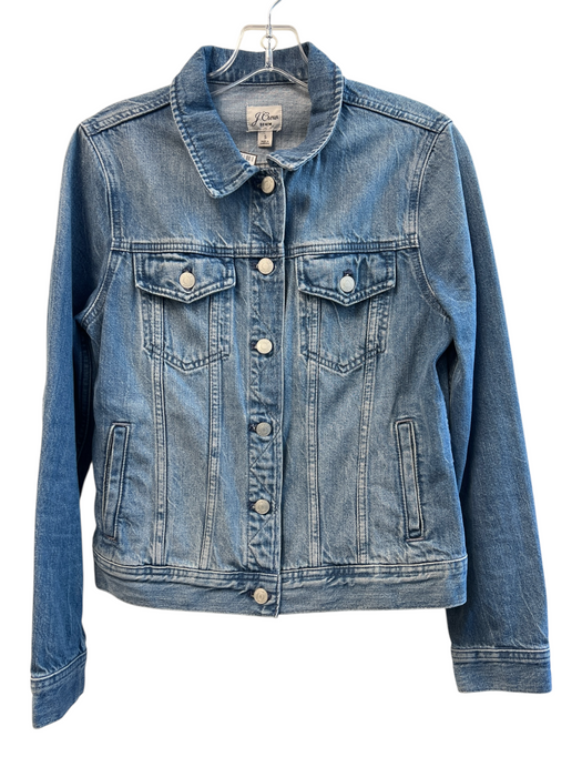 J Crew Size S Medium Wash Cotton Denim Collared Button Down Long Sleeve Jacket Medium Wash / S