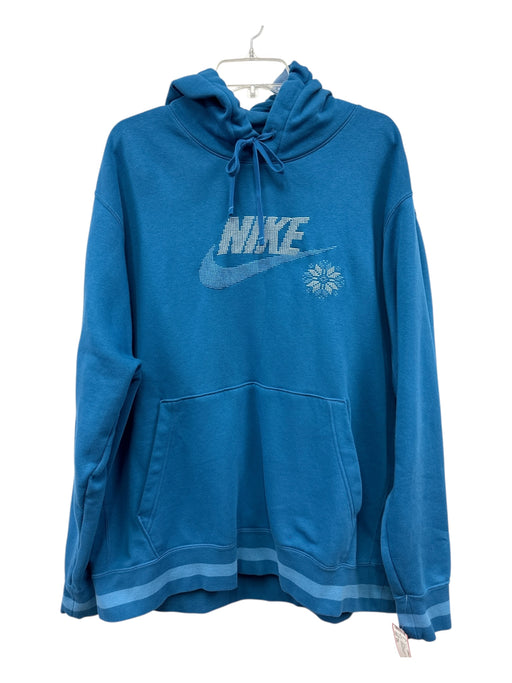 Nike Size XXL Blue Cotton Blend logo Hoodie Men's Jacket Blue / XXL