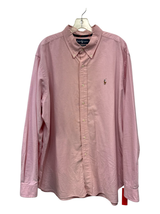Polo Size XXL Pink Cotton Solid Oxford Button up Men's Long Sleeve Shirt Pink / XXL