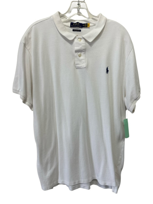 Polo Size XXL White Cotton Solid Polo Men's Short Sleeve White / XXL