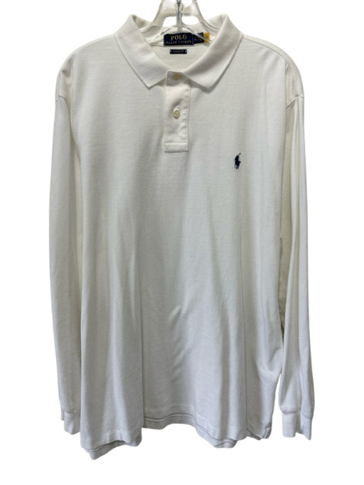 Polo Size XL White Cotton Solid Polo Men's Long Sleeve Shirt White / XL