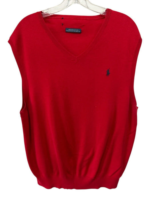 Polo AS IS Size Est XL Red Pima Cotton Solid Men's Vest Red / Est XL