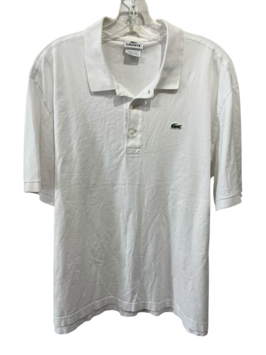 Lacoste Size 6 White Cotton Solid Polo Men's Short Sleeve White / 6
