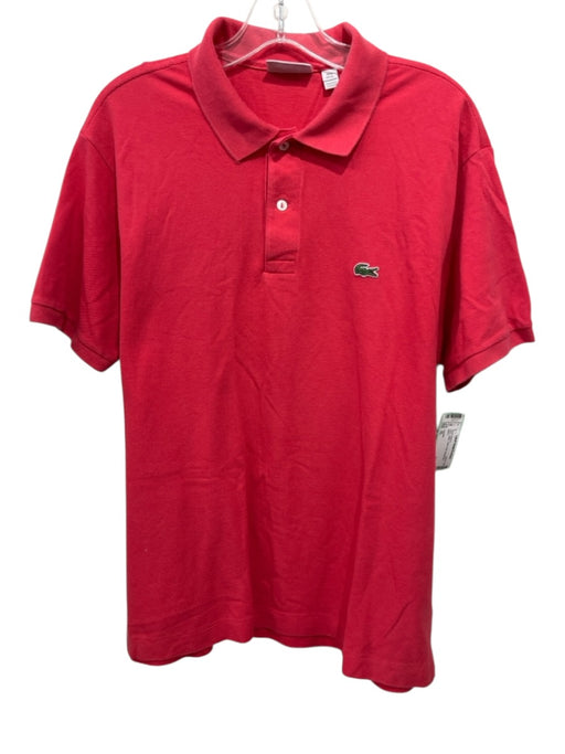 Lacoste Size XL Pink Cotton Solid Polo Men's Short Sleeve Pink / XL
