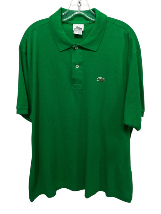 Lacoste Size 7 Green Cotton Solid Polo Men's Short Sleeve Green / 7