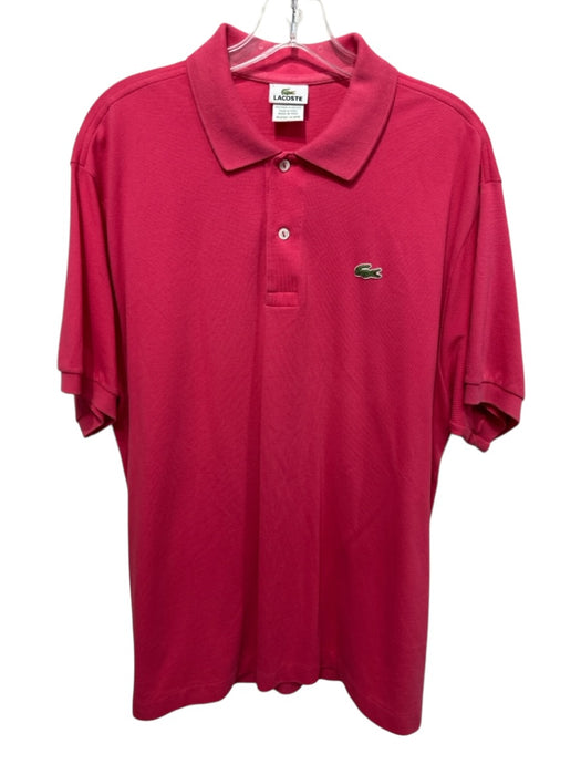 Lacoste Size 7 Pink Cotton Solid Polo Men's Short Sleeve Pink / 7