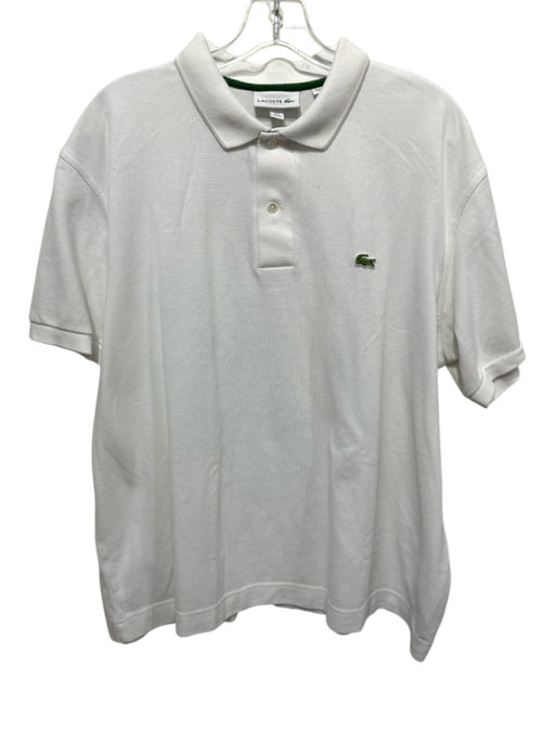 Lacoste Size XXL White Cotton Solid Polo Men's Short Sleeve White / XXL