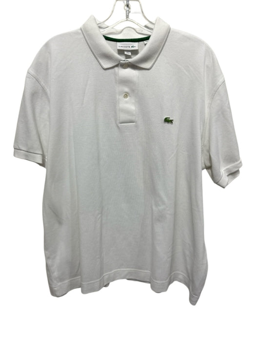 Lacoste Size XXL White Cotton Solid Polo Men's Short Sleeve White / XXL