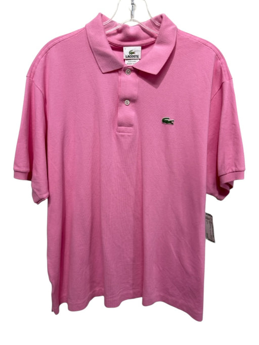 Lacoste Size 7 Light Pink Cotton Solid Polo Men's Short Sleeve Light Pink / 7