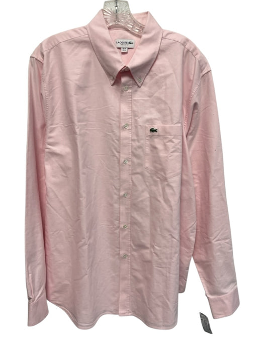 Lacoste Size XL Pink Cotton Solid Button Up Oxford Men's Long Sleeve Shirt Pink / XL