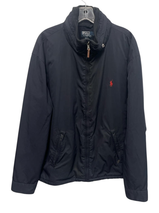 Polo Size XXL Navy Blue Synthetic Solid Zip UP Men's Jacket Navy Blue / XXL