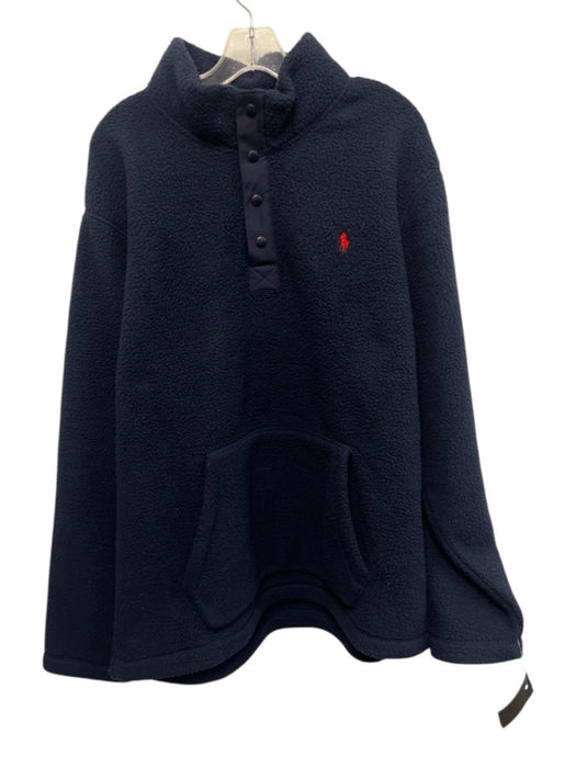 Polo Size Est XXL Blue Synthetic fleece Quarter Button Men's Jacket Blue / Est XXL