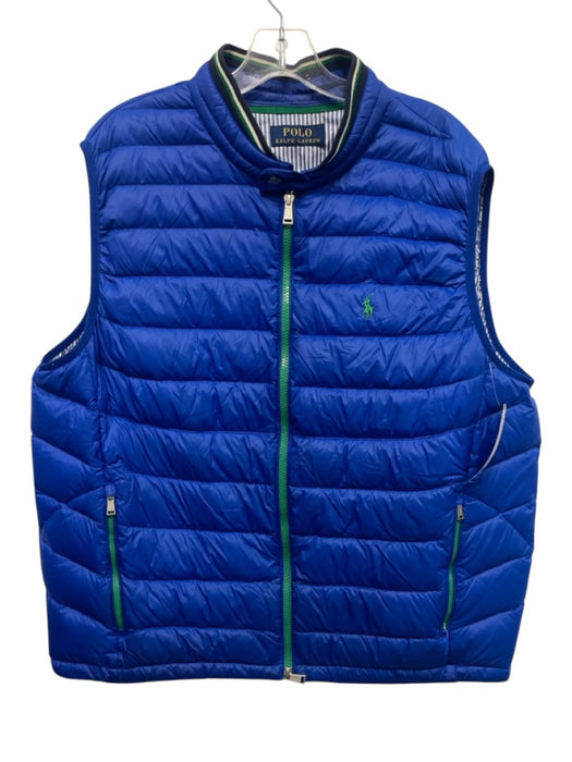 Polo Size Est L Blue Synthetic Solid Puffer Vest Men's Jacket Blue / Est L