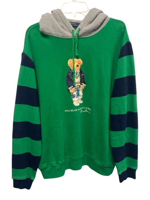 Polo Size XL Green & Blue Cotton Blend Bear Hoodie Men's Jacket Green & Blue / XL