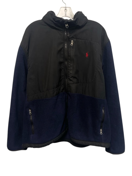 Polo Size XXL Blue & Black Synthetic fleece Zip Up Men's Jacket Blue & Black / XXL