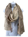 Tous Beige & Tan Cotton Abstract Swirls Raw Edge Rectangle scarf Beige & Tan / One Size
