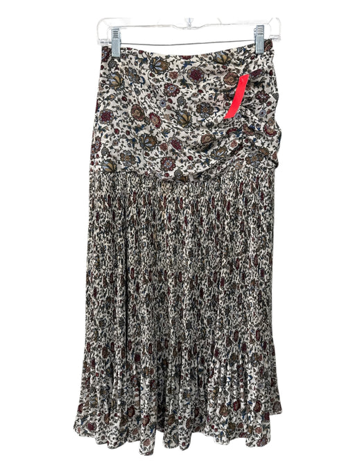 Veronica Beard Size 0 Cream, Green, Multi Polyester draped waist Floral Skirt Cream, Green, Multi / 0