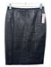 Lanvin Size S / 36 Black Cotton Blend Faux Leather Crinkle Knee Length Skirt Black / S / 36