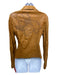 Robert Cavalli Size M Tan Brown Leather Laser Cut Flower pintuck waist Jacket Tan Brown / M
