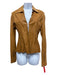 Robert Cavalli Size M Tan Brown Leather Laser Cut Flower pintuck waist Jacket Tan Brown / M