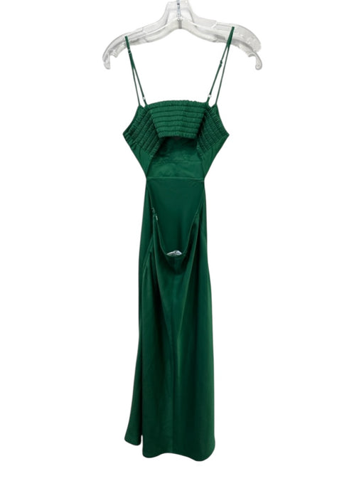 A.L.C. Size 2 Emerald Green Polyester Satin Cut Out Smocked Back Maxi Dress Emerald Green / 2