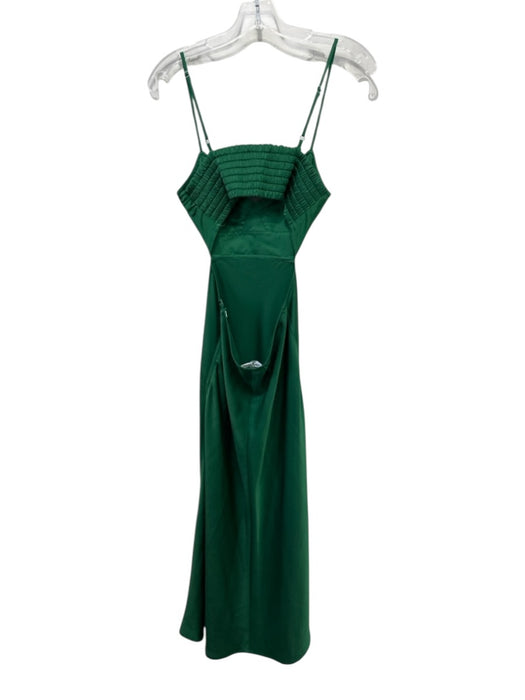 A.L.C. Size 2 Emerald Green Polyester Satin Cut Out Smocked Back Maxi Dress Emerald Green / 2