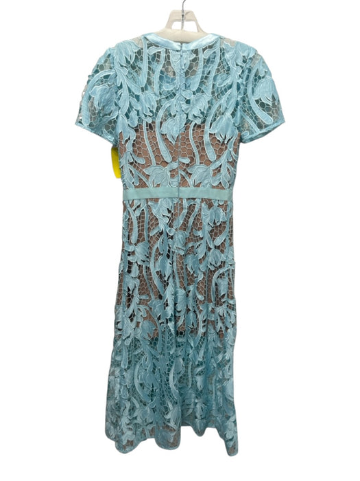 Self Portrait Size 2 Light Blue & Beige Polyester Blend Lace Overlay Maxi Dress Light Blue & Beige / 2
