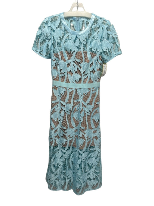 Self Portrait Size 2 Light Blue & Beige Polyester Blend Lace Overlay Maxi Dress Light Blue & Beige / 2