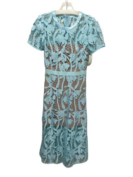 Self Portrait Size 2 Light Blue & Beige Polyester Blend Lace Overlay Maxi Dress Light Blue & Beige / 2