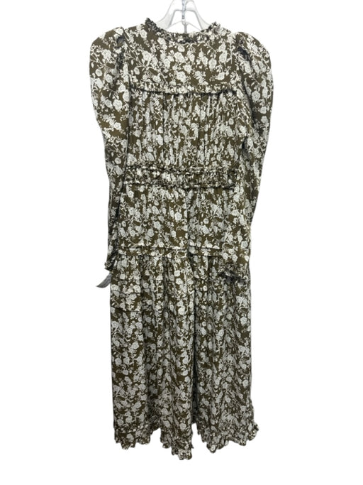 Hyacinth House Size XXS Green & White Polyester Puff Shoulder Empire Waist Dress Green & White / XXS
