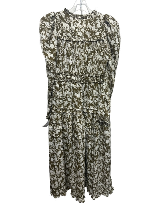 Hyacinth House Size XXS Green & White Polyester Puff Shoulder Empire Waist Dress Green & White / XXS
