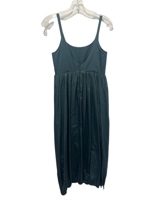 Tibi Size 0 Teal Cotton Thin Strap Side Slits Gathered Hem Dress Teal / 0