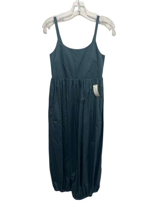 Tibi Size 0 Teal Cotton Thin Strap Side Slits Gathered Hem Dress Teal / 0
