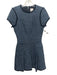 Cinq a Sept Size 0 Blue & Black Cotton Blend Tweed Fringe Trim Cap Sleeve Dress Blue & Black / 0