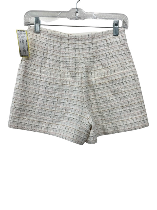 Veronica Beard Size 0 Cream, Pink, Green Cotton Tweed Plaid High Rise Shorts Cream, Pink, Green / 0