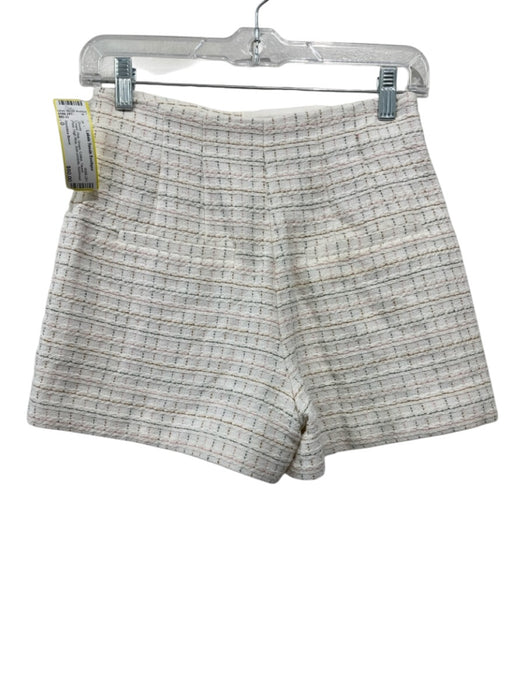 Veronica Beard Size 0 Cream, Pink, Green Cotton Tweed Plaid High Rise Shorts Cream, Pink, Green / 0
