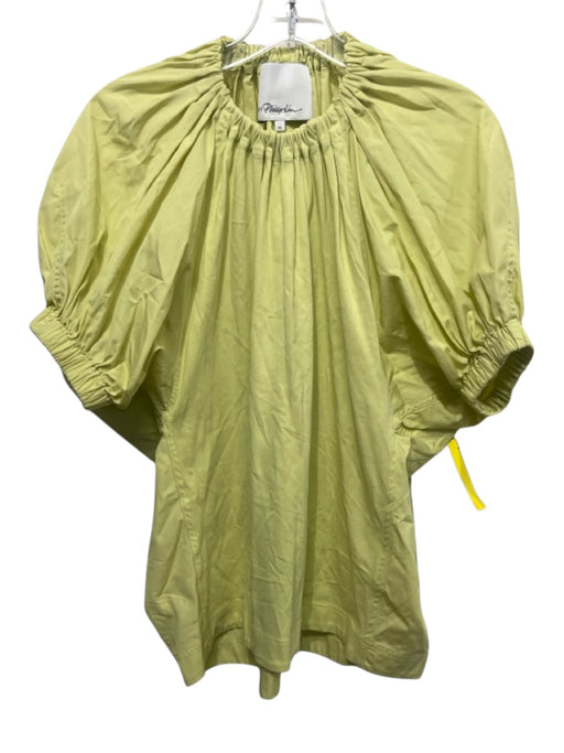 3.1 Phillip Lim Size XS Yellow Green Cotton Elastic Trim high neck Top Yellow Green / XS