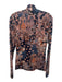 Cara Cara Size XS Navy & Orange Viscose Blend Abstract Turtleneck Top Navy & Orange / XS