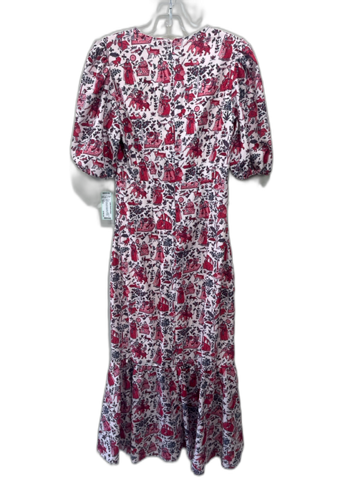 Rhode Size Est S White, Pink & Red Recycled Polyester Short Puff Sleeve Dress White, Pink & Red / Est S