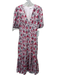 Rhode Size Est S White, Pink & Red Recycled Polyester Short Puff Sleeve Dress White, Pink & Red / Est S