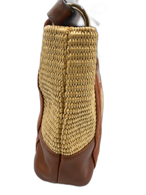 Chloe Beige & Brown Polypropylene Blend Woven Double Handle Logo Bag Beige & Brown / Mini