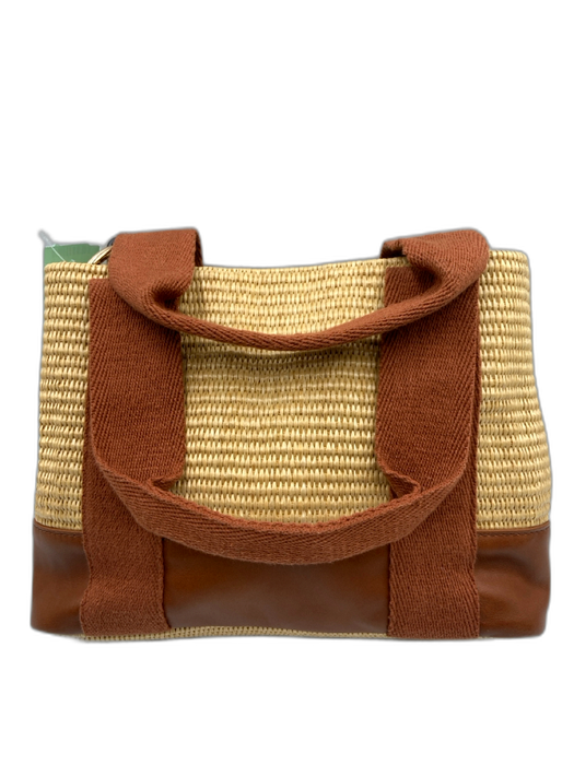 Chloe Beige & Brown Polypropylene Blend Woven Double Handle Logo Bag Beige & Brown / Mini