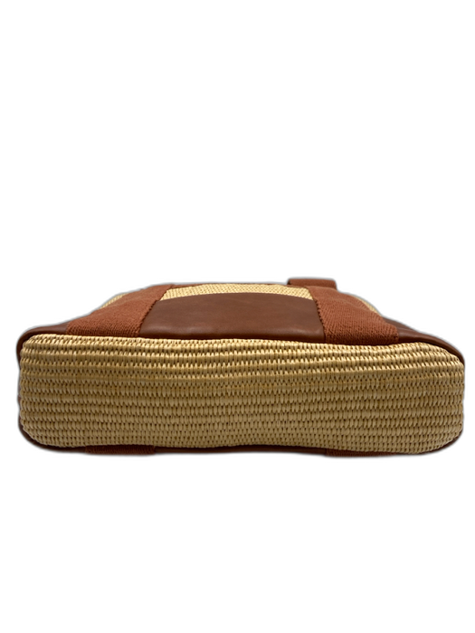 Chloe Beige & Brown Polypropylene Blend Woven Double Handle Logo Bag Beige & Brown / Mini